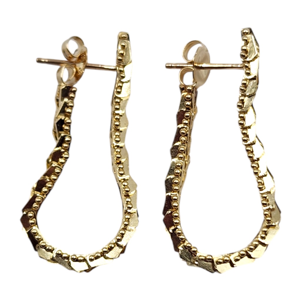 14 Karat Yellow & White Gold Faceted Chain Dangle Earrings #20490